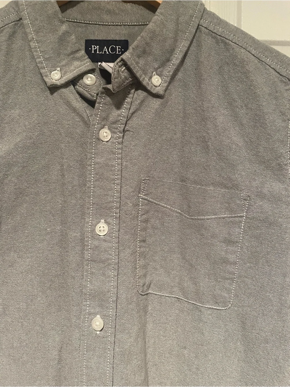 The Children's Place Light Gray Button-Down Shirt - Size 16 (Youth XXL)